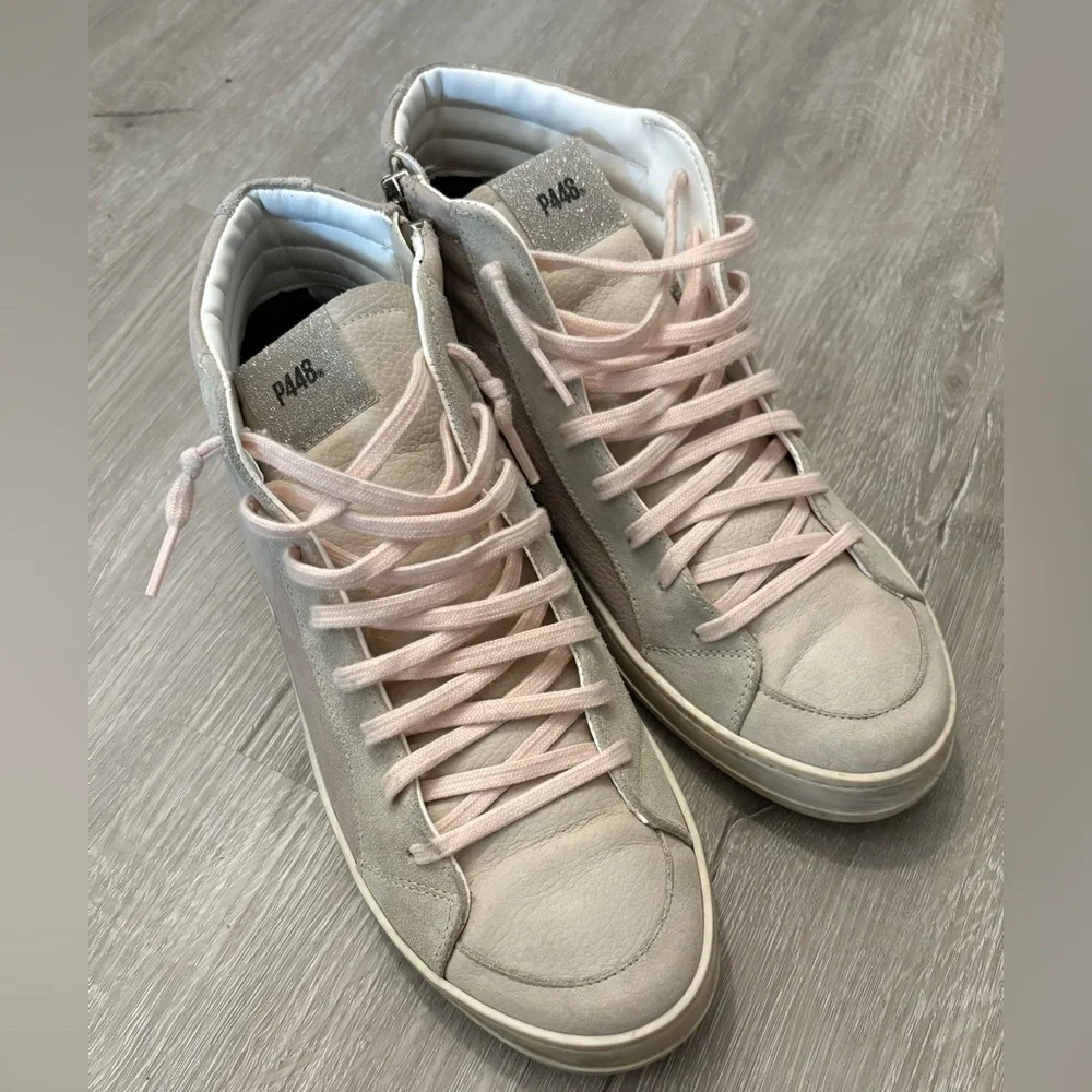 P448 | Women's Size 39/8.5-9 High Top Skate Sneakers‎ in Crystal